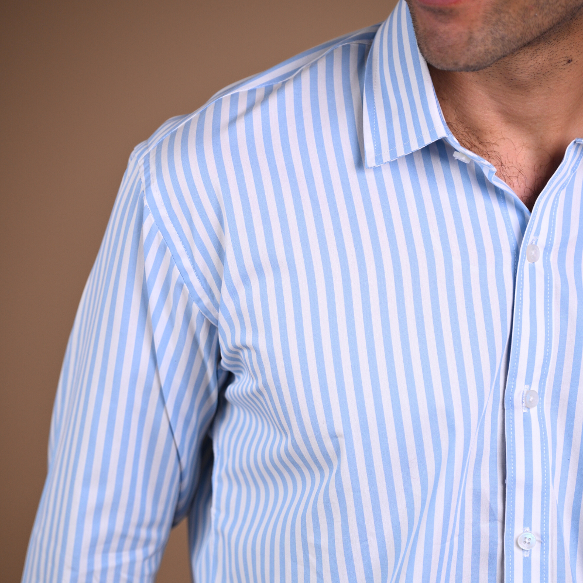 Sky Blue & White Striped Shirt