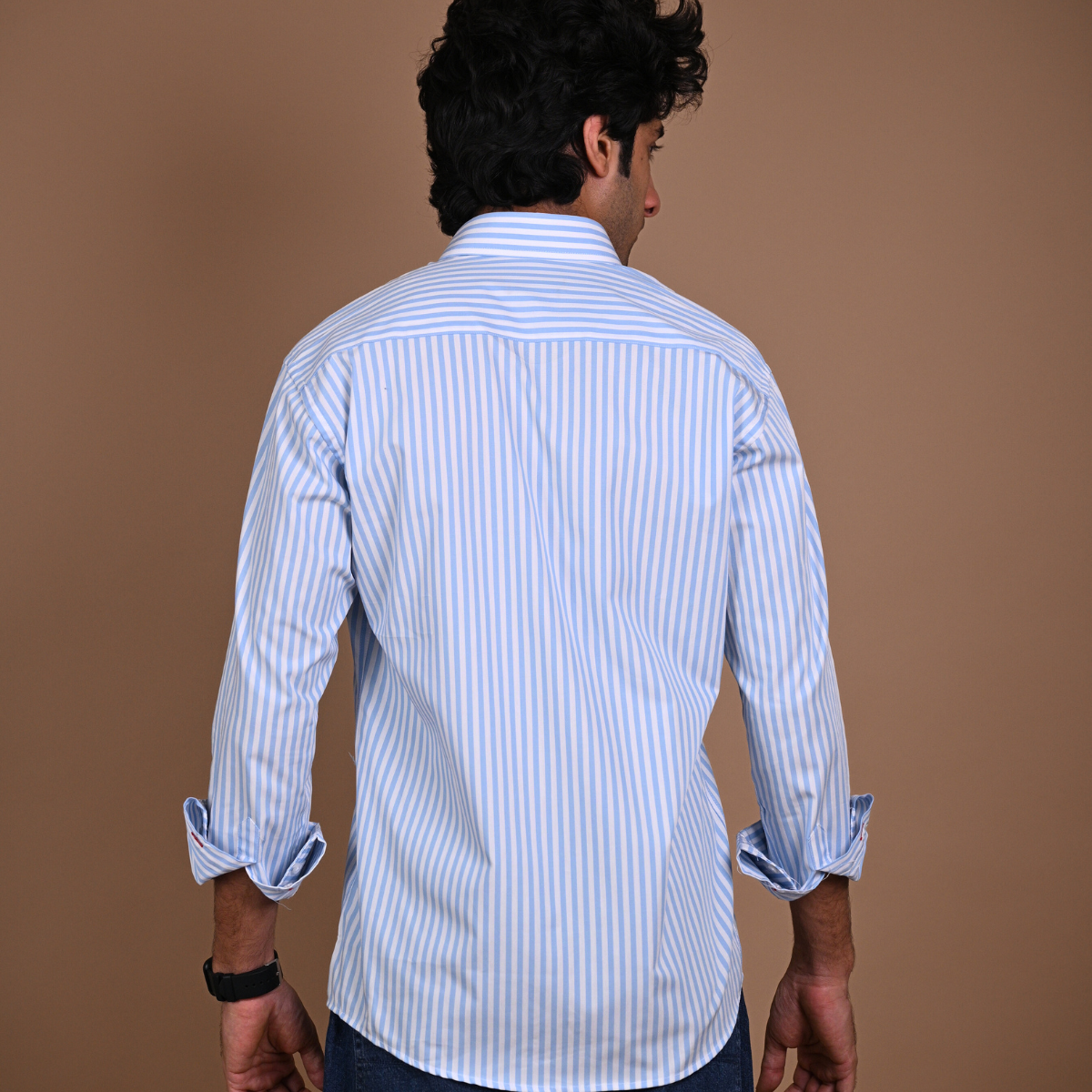 Sky Blue & White Striped Shirt