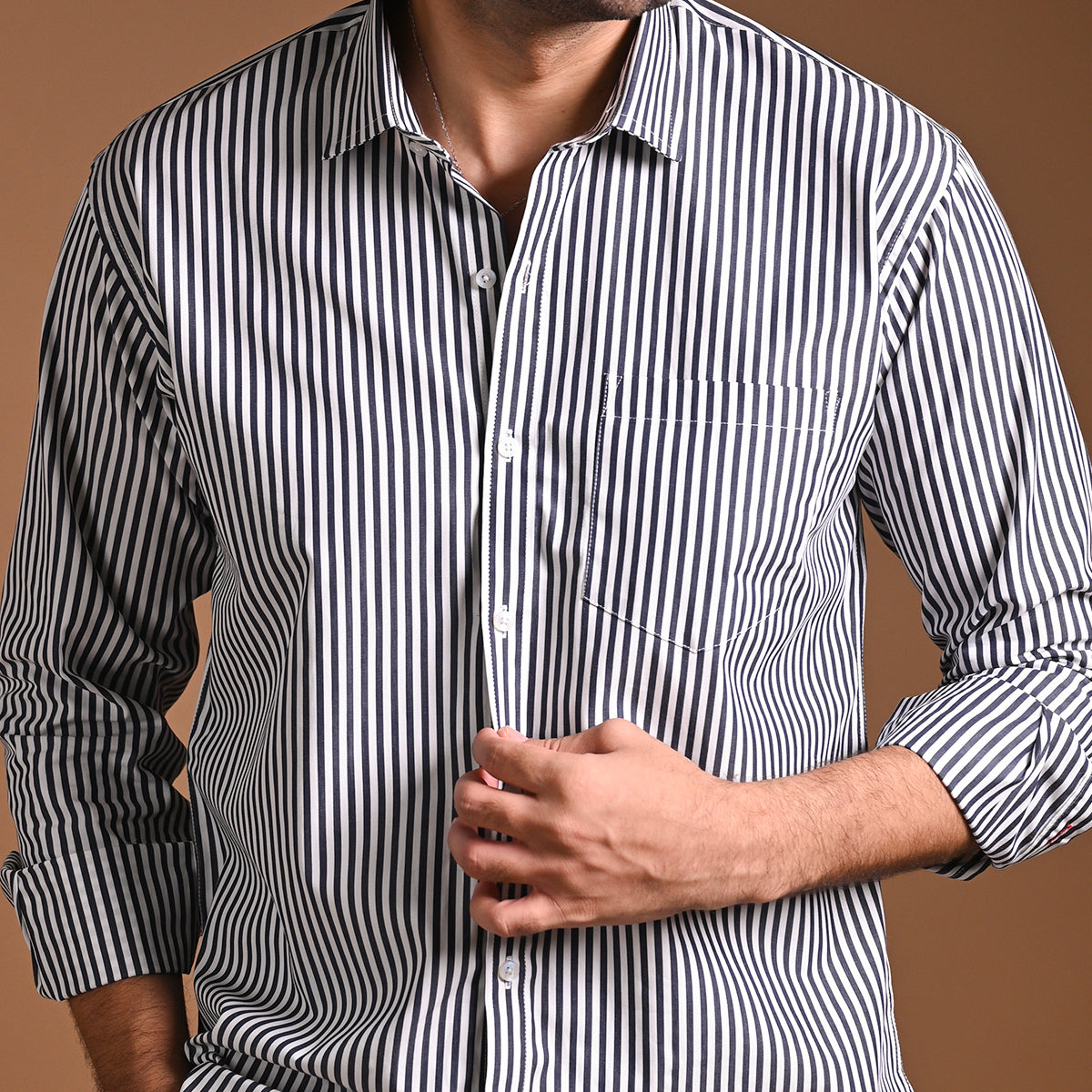 Dark Blue Striped Shirt