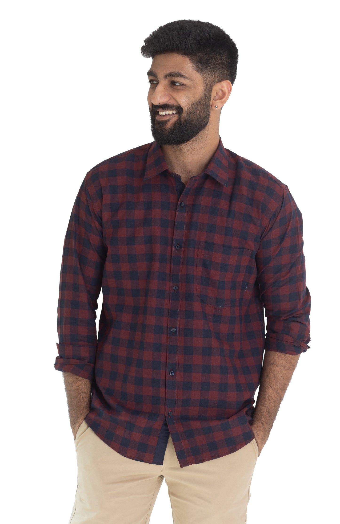 Maroon & Dark Blue Checks shirt