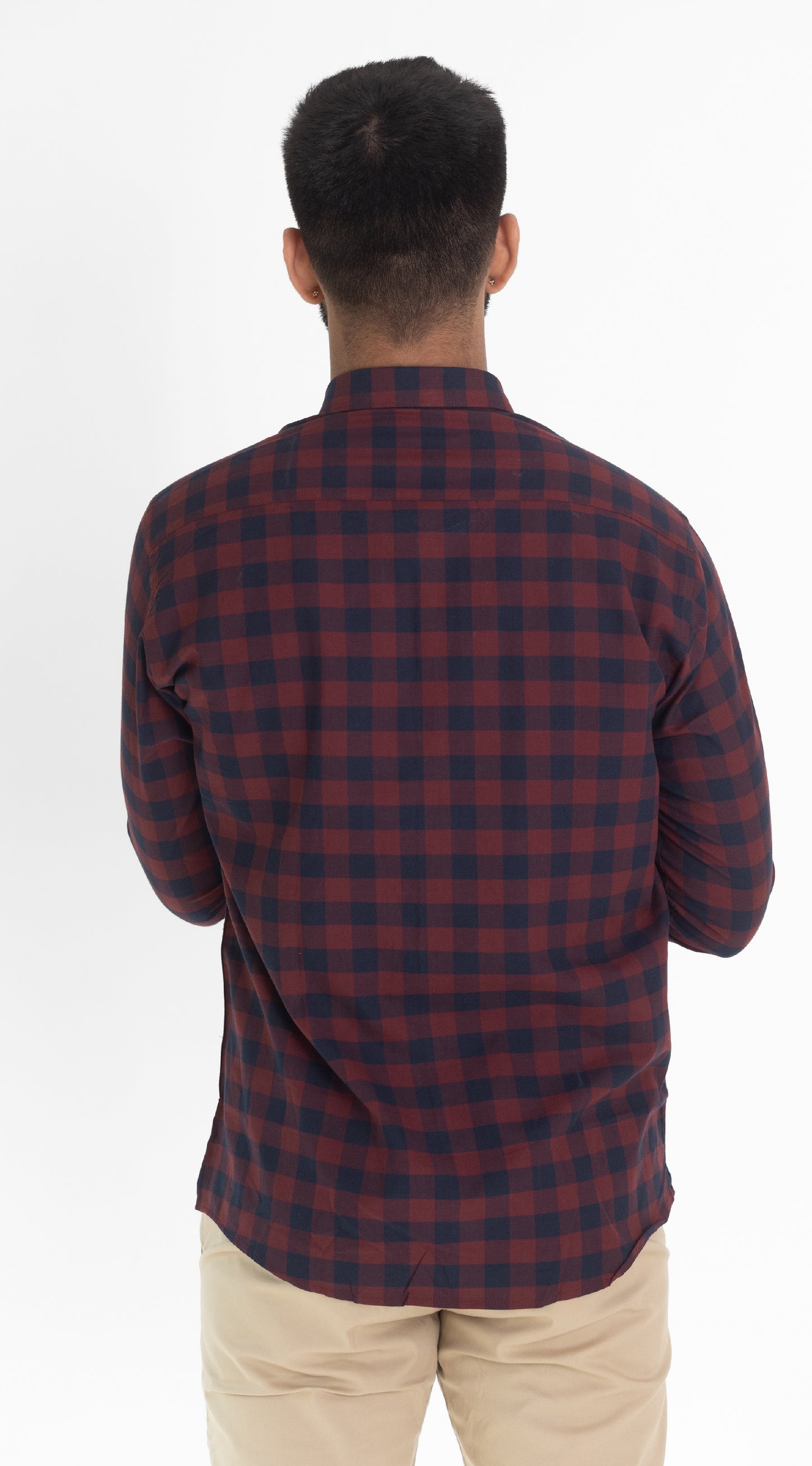 Maroon & Dark Blue Checks shirt