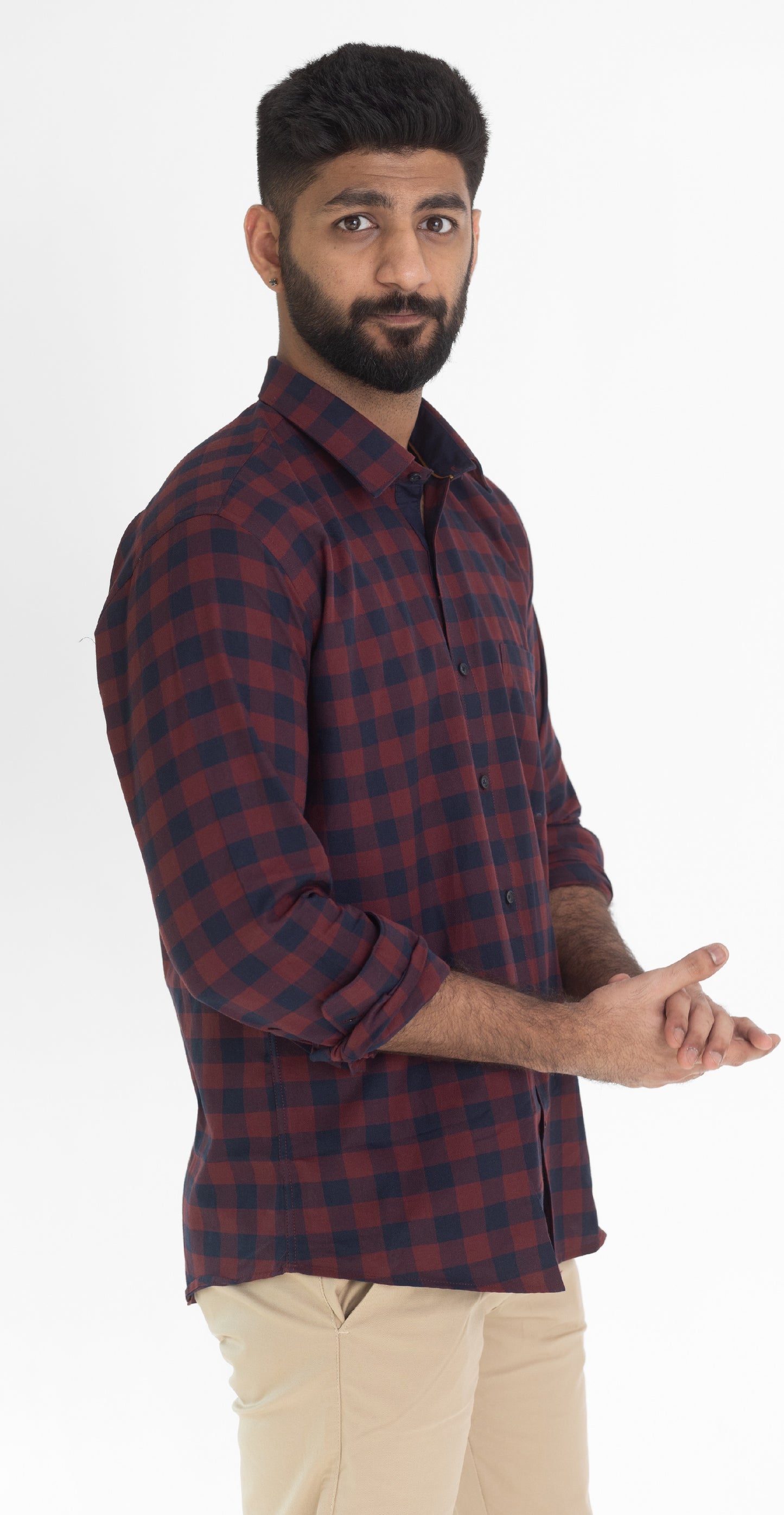 Maroon & Dark Blue Checks shirt