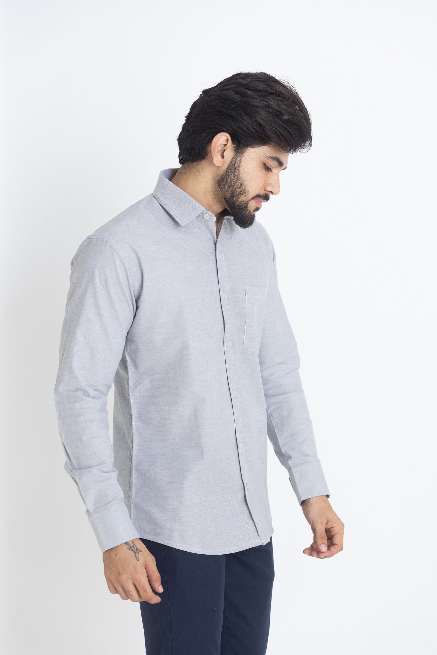 Men's Solid Shirt - Light Grey