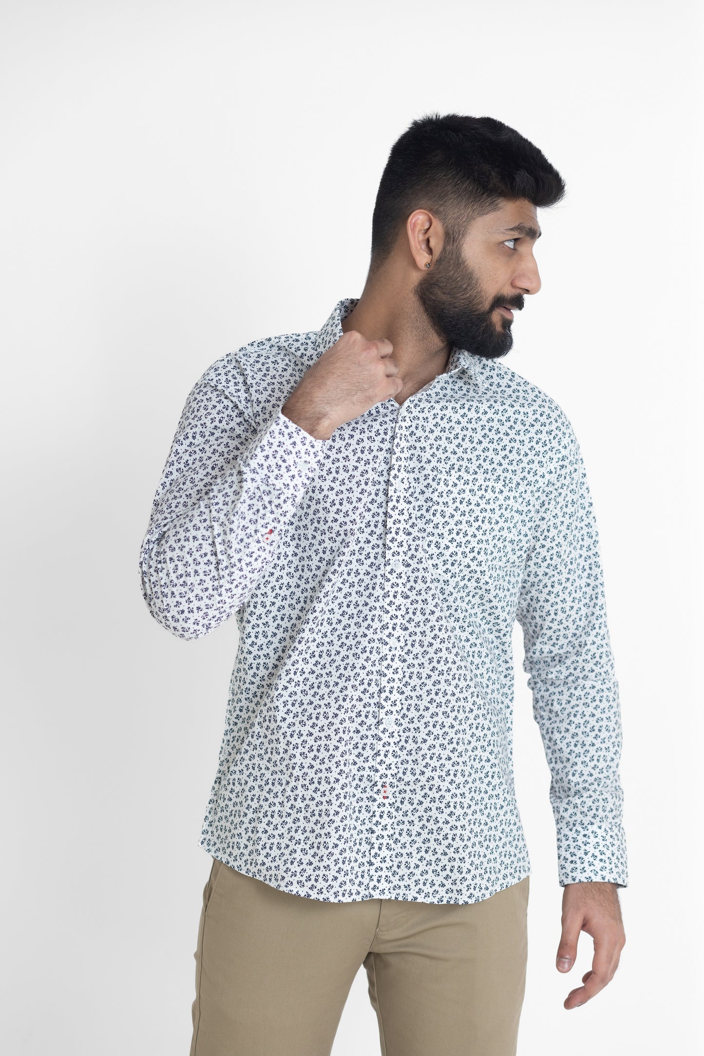 Blue & White Printed Shirt