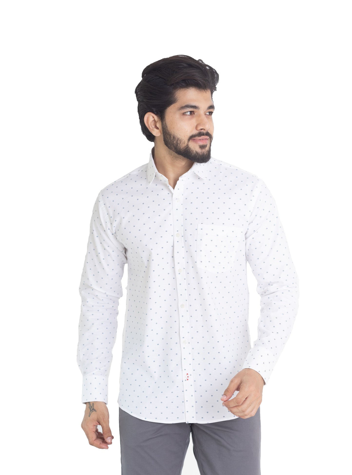 Printed Shirt - White, Blue