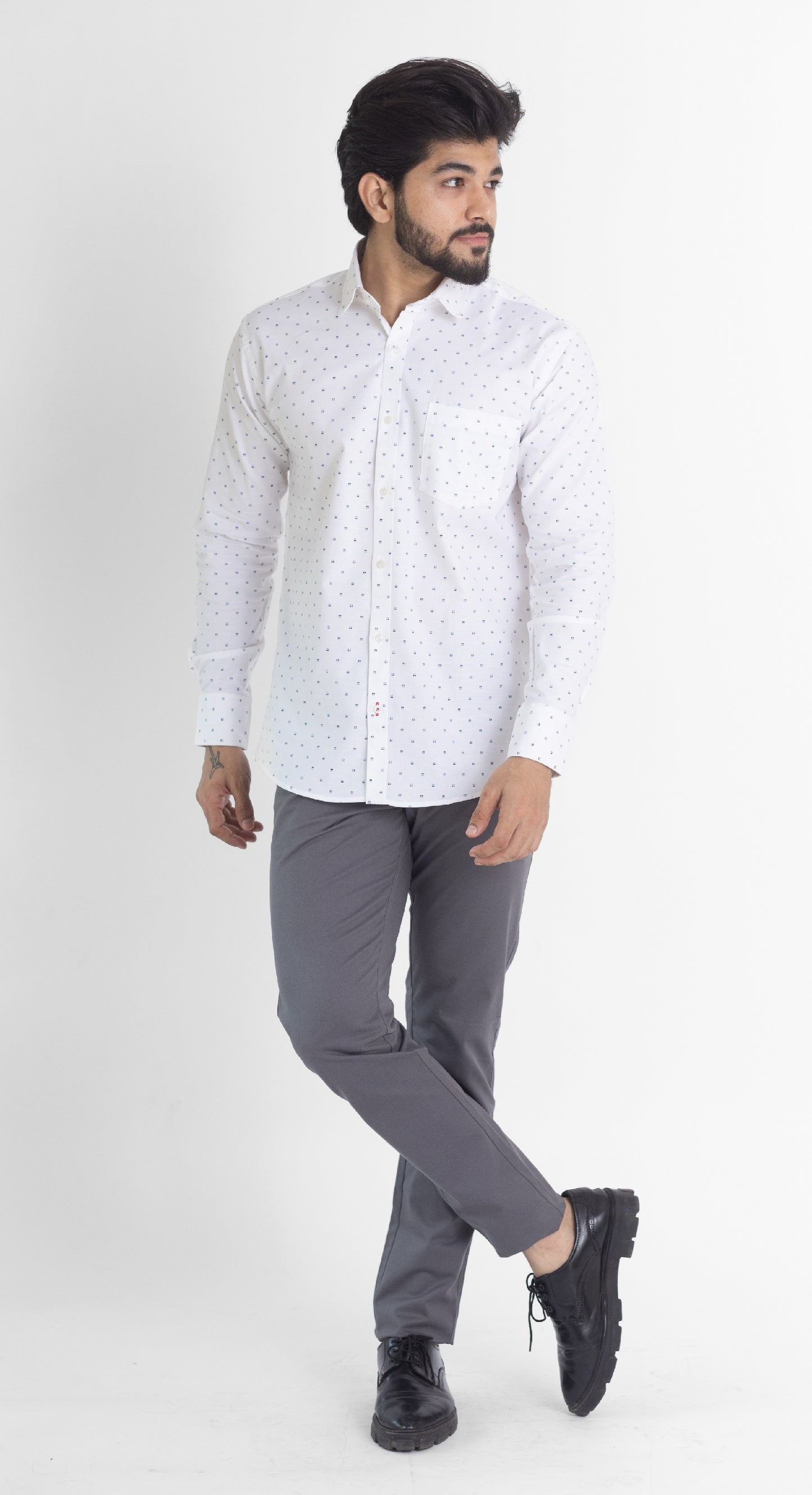 Printed Shirt - White, Blue