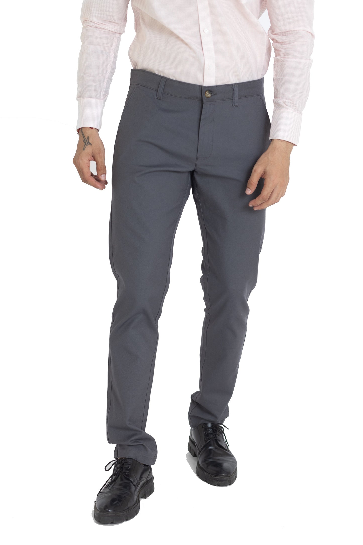 Solid Cotton Trouser- Dark Grey