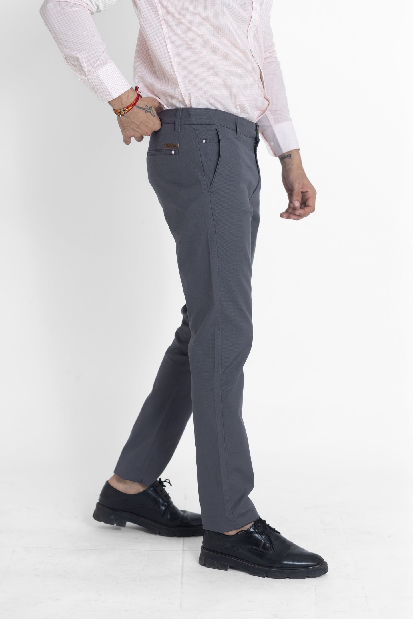 Solid Cotton Trouser- Dark Grey