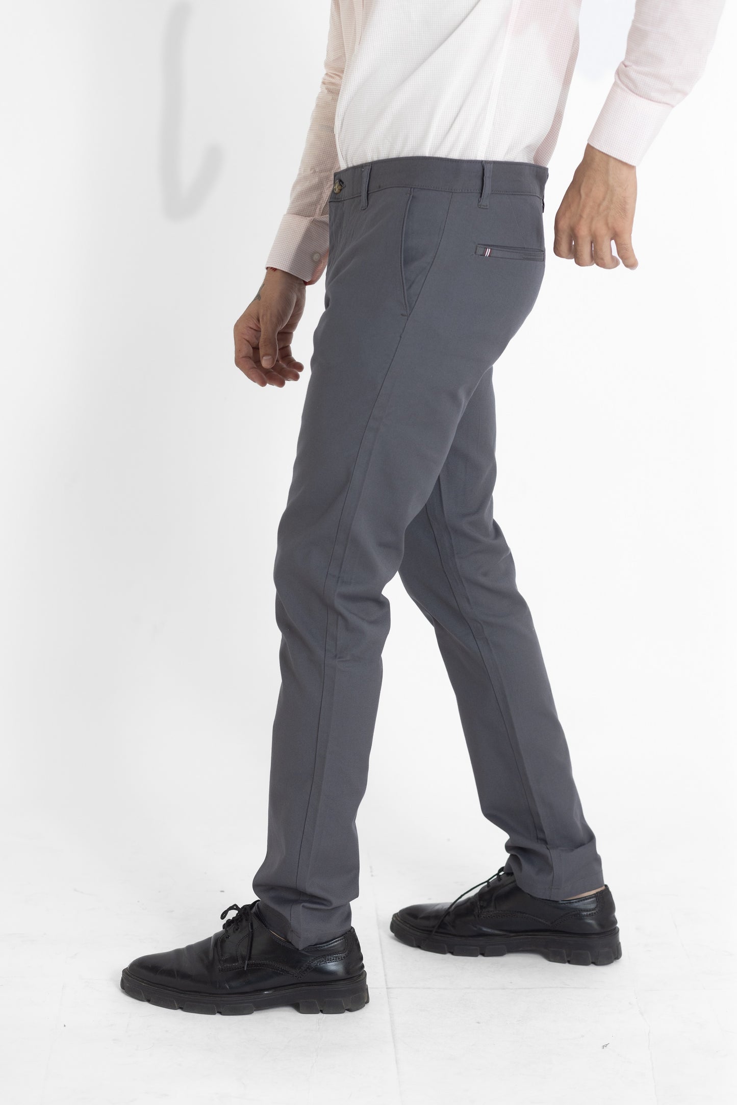 Solid Cotton Trouser- Dark Grey