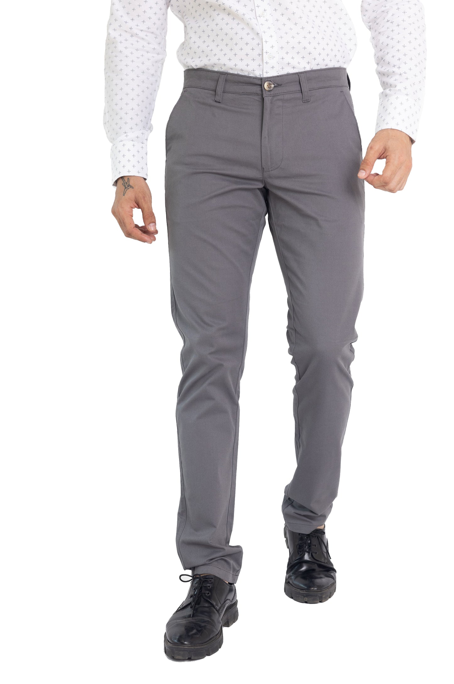 Solid Cotton Trouser- Grey