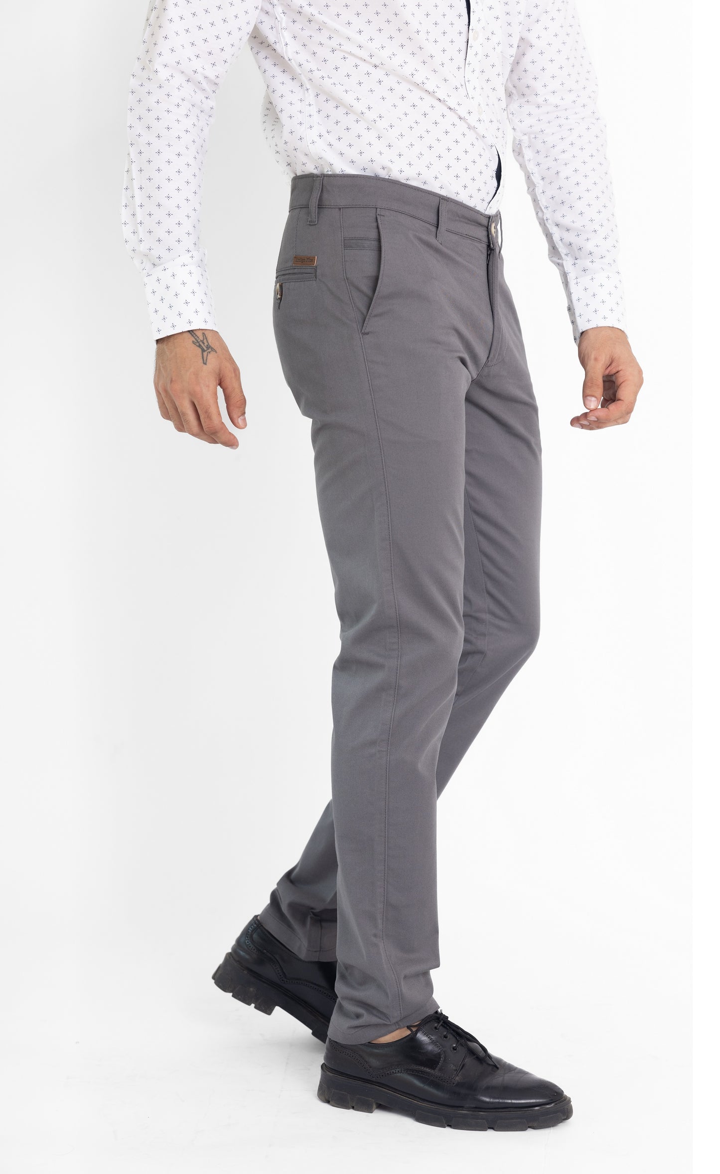 Solid Cotton Trouser- Grey