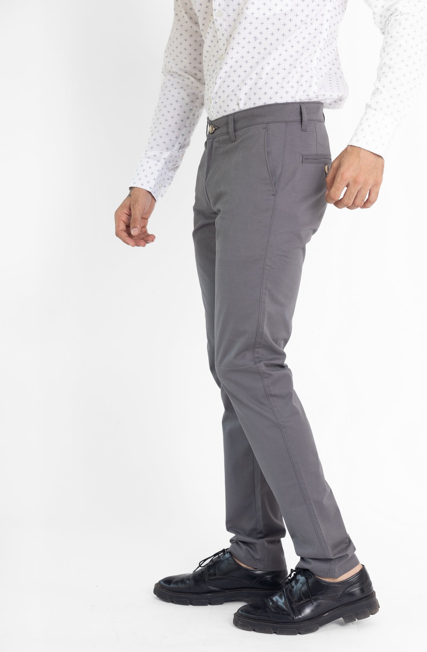 Solid Cotton Trouser- Grey