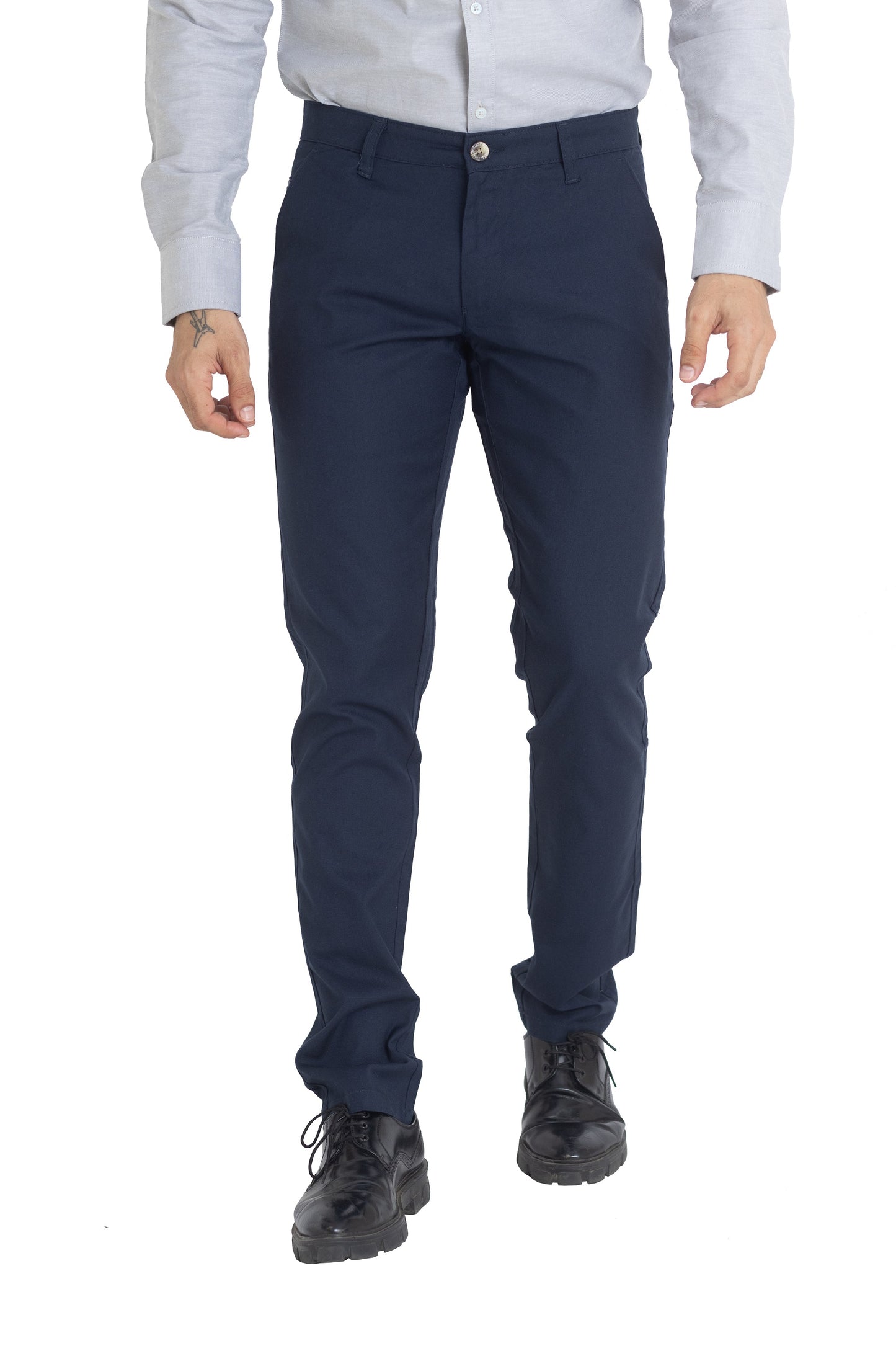 Solid Cotton Trouser- Navy Blue